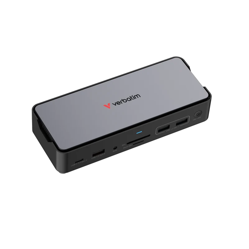 Verbatim Docking Station, USB-C Pro, CDS-15S, 15-Port 4x USB 2.0/3.2-A, 2x USB 3.2-C, 2x HDMI 8K, DP, RJ45, Audio, SD, microSD, SSD M2