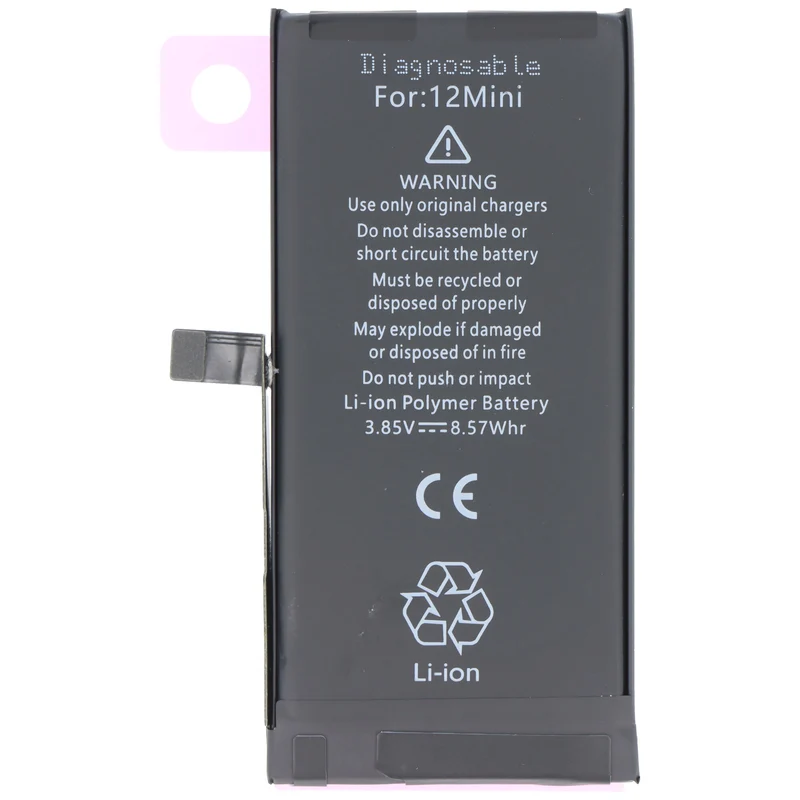 AccuCell Akku passend für Apple iPhone 12 mini, diagnostizierbar, Li-Polymer, 3,85V, 2227mAh, 8,57Wh, ohne Werkzeug