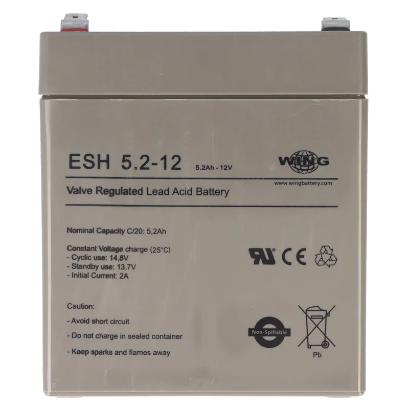 Wing ESH5.2-12 AGM Blei Akku 12 Volt 5,2 Ah perfekt für u.a. Sicherheitsbeleuchtung, USV-Anlagen, IT-Center und Telekom Anwendungen geeignet