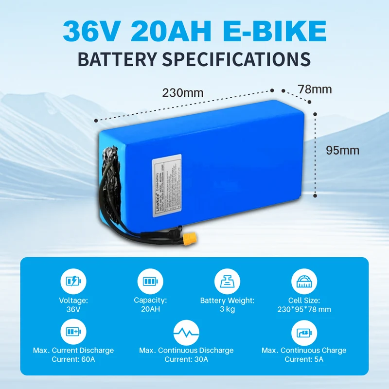 36V 20AH Elektrofahrrad Roller Lithium batterie mit 30A BMS 42V 2A Ladegerät