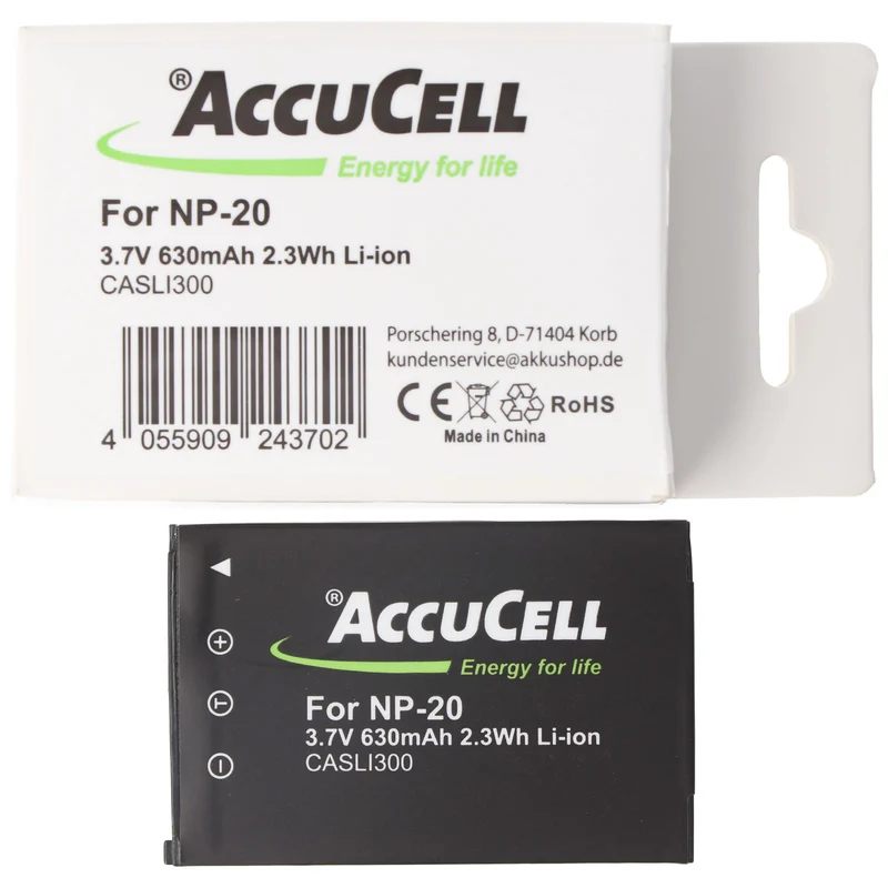AccuCell Akku passend für Casio NP-20 Akkuty Casio Exilim EX-M1, EX-M2, Casio NP20, Sony NP-20DBA