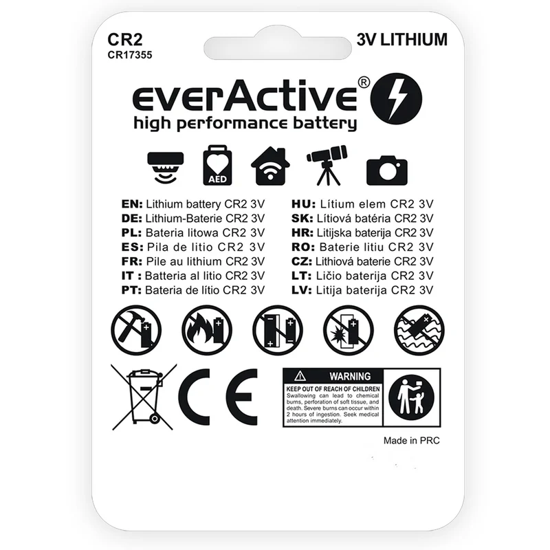 everActive CR2 Photo-Lithium Batterie CR-2, CR2EP, DL CR2, 3V, 850mAh