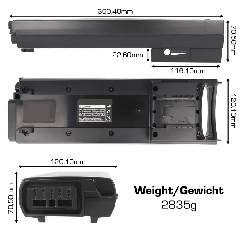 Maratron 504Wh Akku passend für Bosch e-bike PowerPack 500 Classic Line Gepackträger 0275007505, 4047024973893