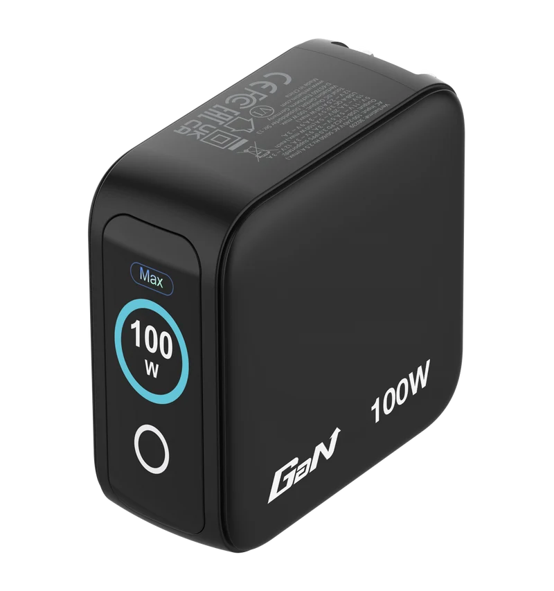 Verbatim Ladeadapter, Mini GaN mit Display, 100W, schwarz 1x USB-A QC, 2x USB-C PD3.0, Retail
