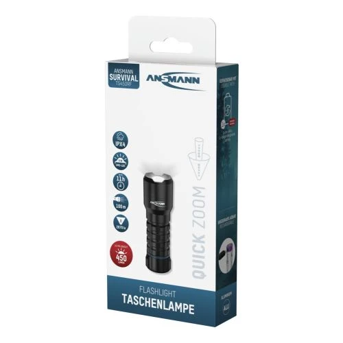 ANSMANN LED Taschenlampe Survival TS450RF – wiederaufladbare Outdoor-Taschenlampe mit 450 Lumen