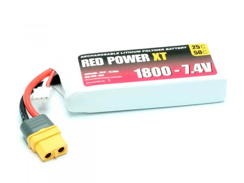Pichler RED POWER XT LiPo Akku 1800mAh – 7,4V 2S1P mit XT60 Stecker