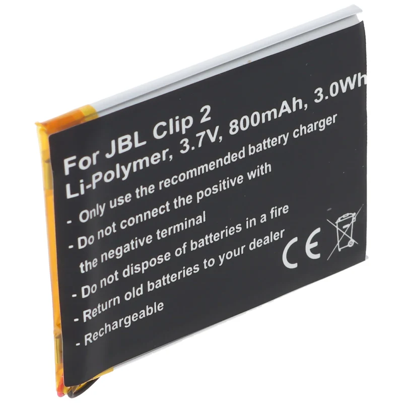 AccuCell Akku passend für JBL Clip 2 Li-Polymer Akku GSP383555 3,7V, 800mAh, 3,0Wh, built-in, ohne Werkzeug