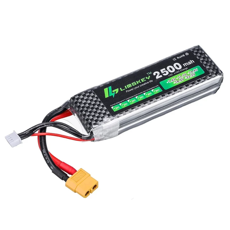 11.1V 2500mAh 3S Hochleistungs-Lithium-Polymer-Akku für ferngesteuertes Auto, Flugzeug, Hubschrauber