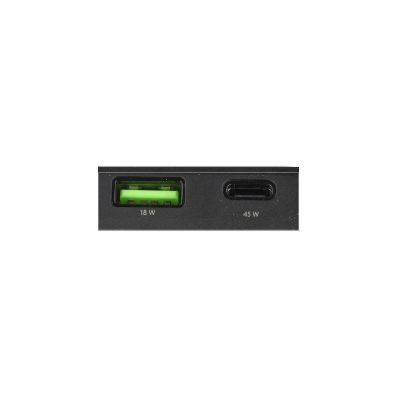 Goobay USB-C PD GaN Dual-Schnellladegerät, 90° Flat, 1x USB-C und 1x USB-A Anschluss, flaches Design