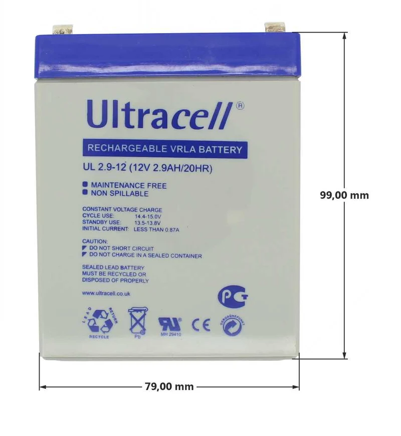 Ultracell UL2.9-12 12V 2,9Ah Bleiakku AGM Blei Gel Akku 4,8mm Steckkontakte