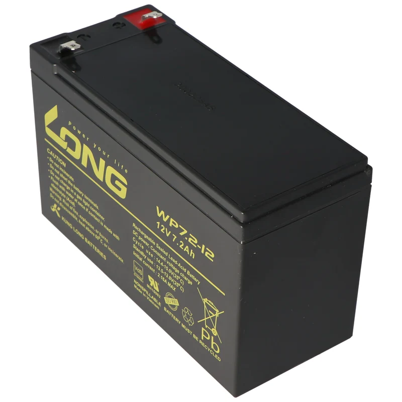 Kung Long WP7.2-12M, 12Volt, 7,2Ah VDS G109001, mit Faston 4,8mm Steckkontakten