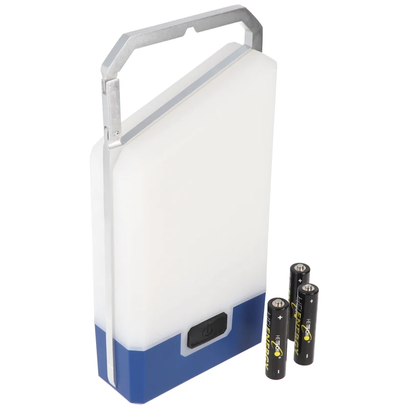 Heitech LED Camping Leuchte mit 3 Leuchtstufen, 250 Lumen, integrierter Karabinerhaken, inklusive 6x Micro, AAA Batterien