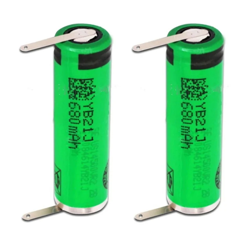 2pcs us14500VR2 14500 3,7 V AA 680 mAh Li Ion Akku mit elektrischer Schweißzahnbürste, Rasierer, Haarschneider, Akku