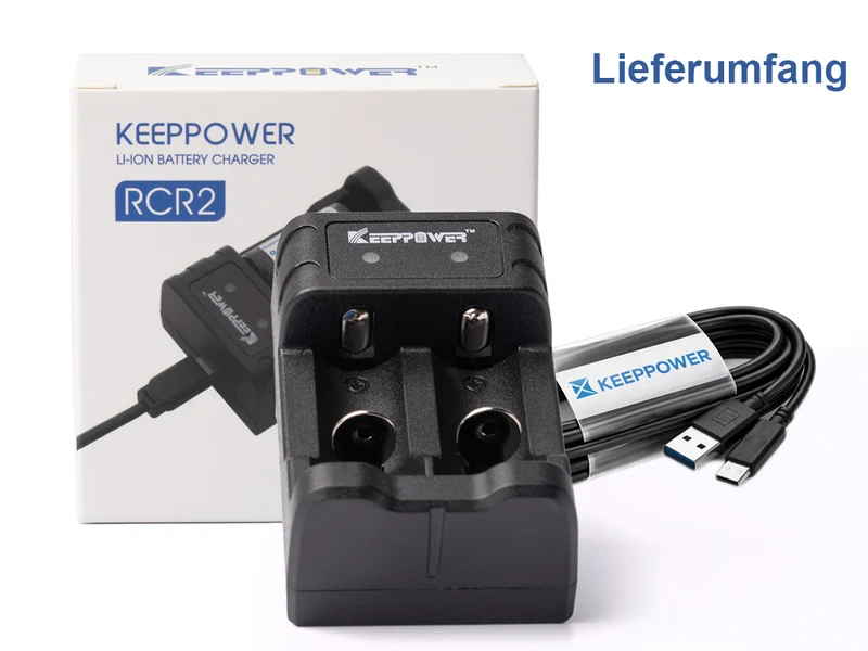 Keeppower RCR2 Ladegerät für RCR2 RCR123A 16340 18350 3,6V - 3,7V Li-Ionen Akkus