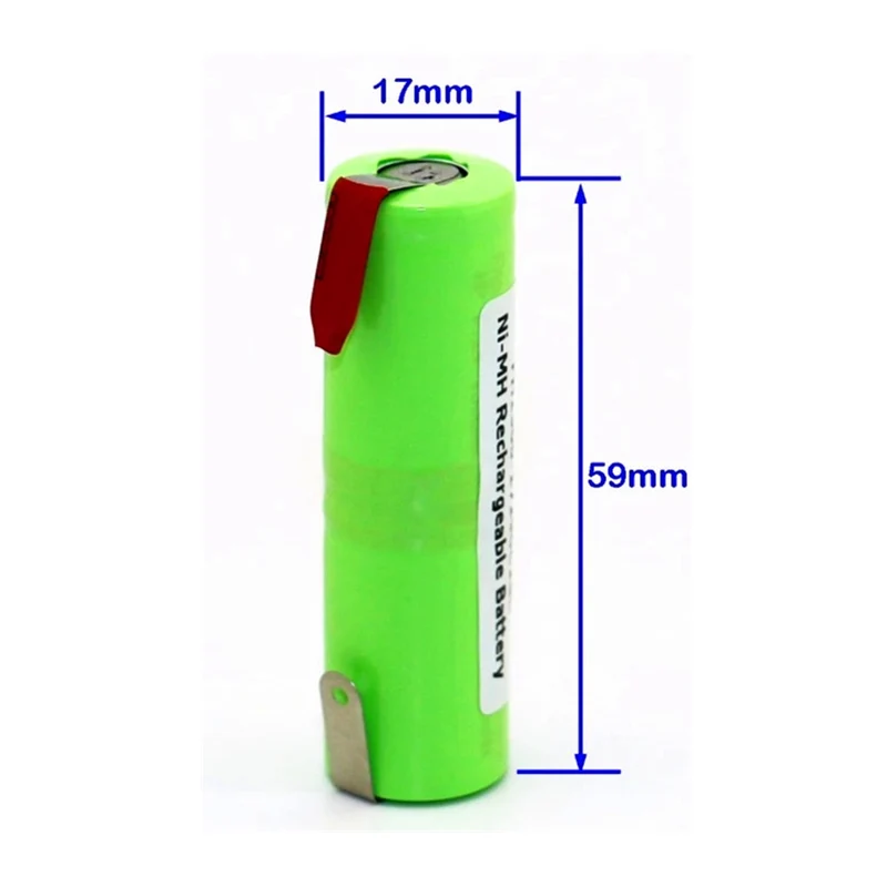 Ni-mh 2,4 V 1300mAh Akku w/Tabs für Zahnbürste Braun Oral-B Rasiermesser 17290C2SL 17x56mm