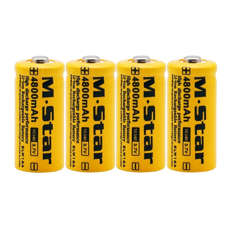 4 x 4800mAh 3,7V Lithium Ionen 16340 Batterie cr123A Batterie für LED Taschenlampe