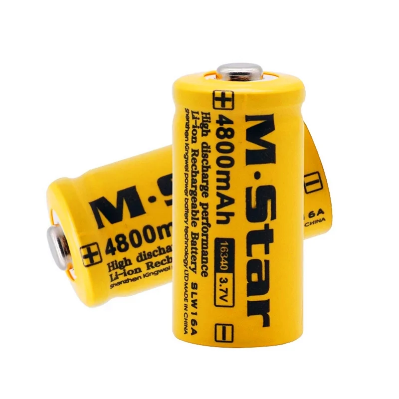 4 x 4800mAh 3,7V Lithium Ionen 16340 Batterie cr123A Batterie für LED Taschenlampe