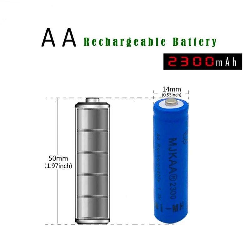 6pcs AA 1,2V Ni Mh 2300mAh Akku 2A Akku Fernbedienung Spielzeug LED Licht Vorladen