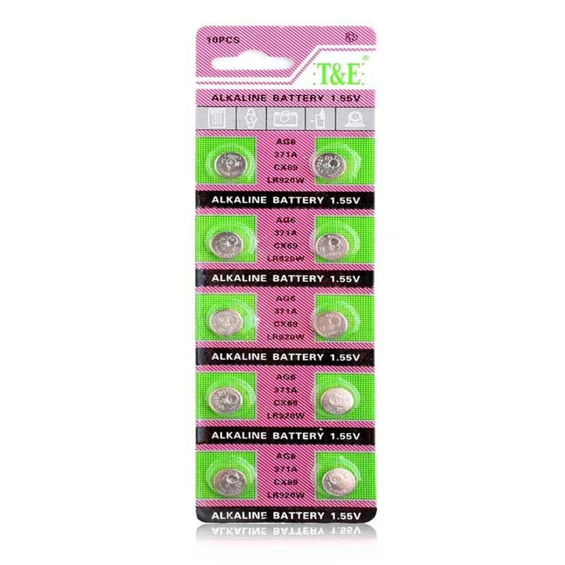 200 Stück = 20 Karten AG6 1,55 V alkalische Knopfbatterie 371 d371 605 sr920sw sr69 Knopfbatterie Werbeuhr Knopfbatterie