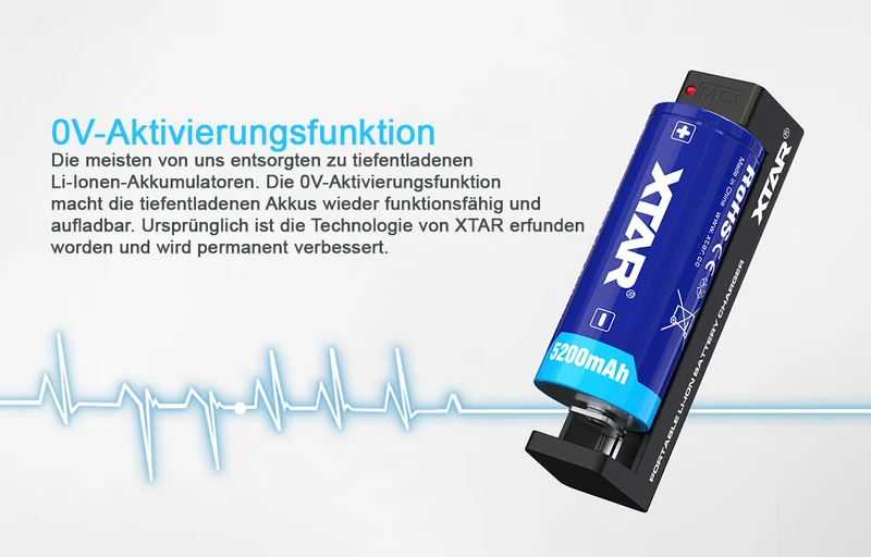 Xtar MC1 - Ladegerät für Li-Ion-Akkus 3,6V/3,7V inkl. USB-Kabel