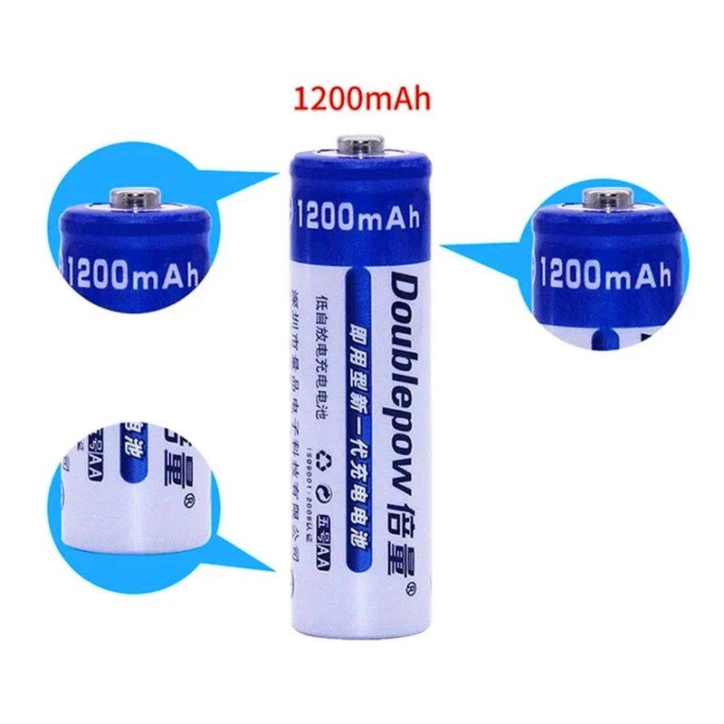 2pcs Hochleistungs-AA 1200mAh Ni-MH-Akku 1,2V AA-Batterie für Spielzeug-Thermometer-Maus-Rechner-Batterie