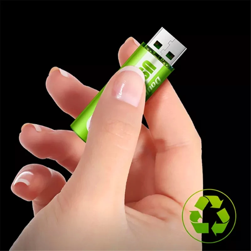 2pcs 1,5V 1400mWh USB AA wiederaufladbarer Lithium-Ionen-Akku für ferngesteuertes Maus-Lüfter-Elektrospielzeug