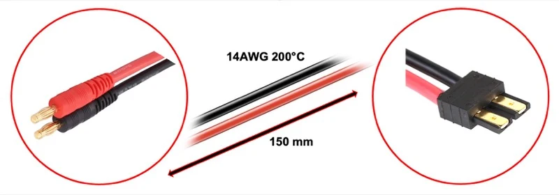 Absima Ladekabel 4mm Goldkontaktstecker passend f. Traxxas 150mm