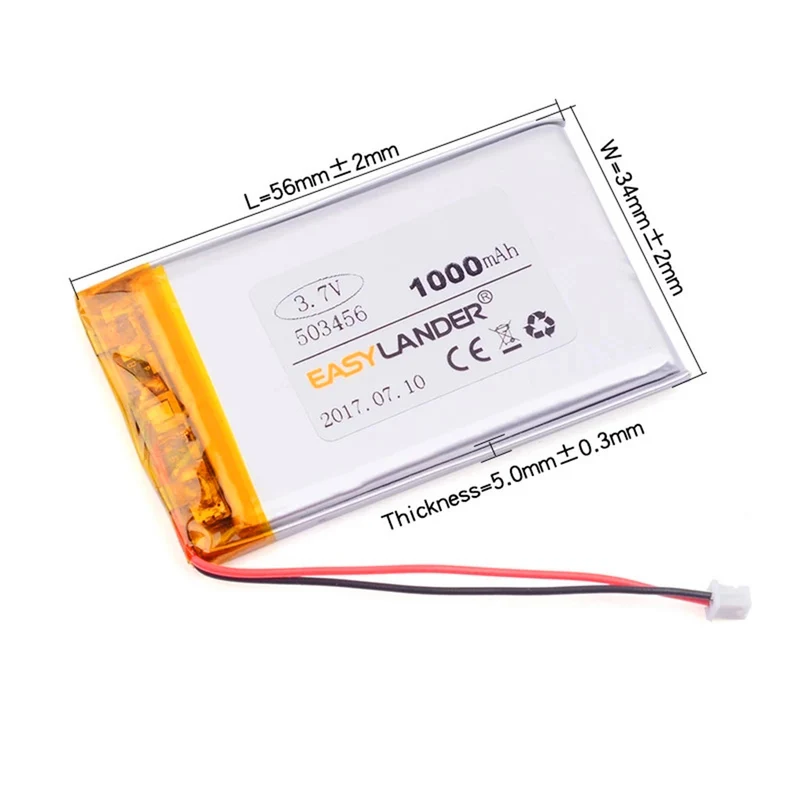 503456 503356 3.7V 1000mAh für GPS-Tracker MP4 MP5 DVR Lautsprecher Spielzeug E Book 503455