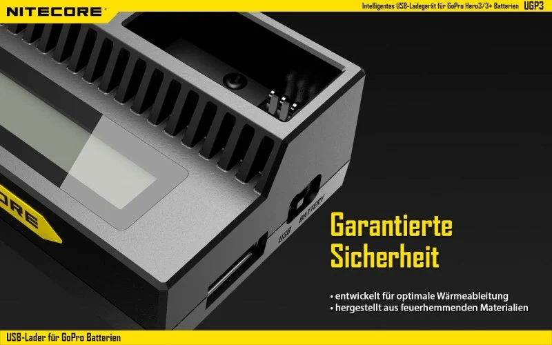 Nitecore USB-Ladegerät UGP3 für GoPro HERO3/3+ Akkus