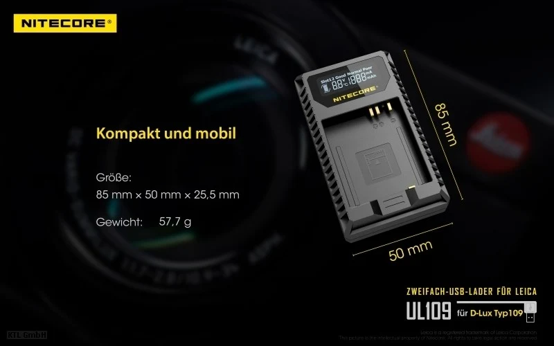 Nitecore UL109 USB-Ladegerät für Leica Cameras