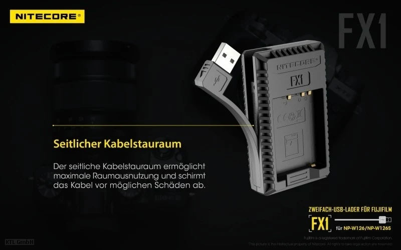 Nitecore FX1 USB-Ladegerät für Fuji Cameras
