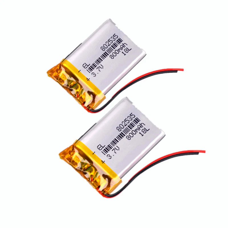 2pcs 3,7V Lithiumbatterie 800MAH Polymerbatterie 802535 Bluetooth DVR Player, der Rekorder fährt