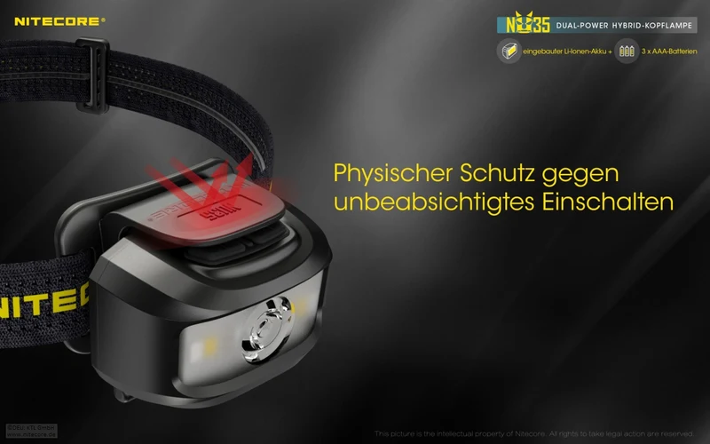 Nitecore Stirnlampe NU35 - Dual Power