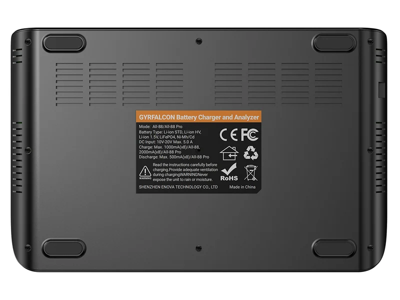 Enova Gyrfalcon All-88 Pro - 8fach Akkuladegerät für Li-Ion, LiFePO4 & NiMH mit PD Netzteil