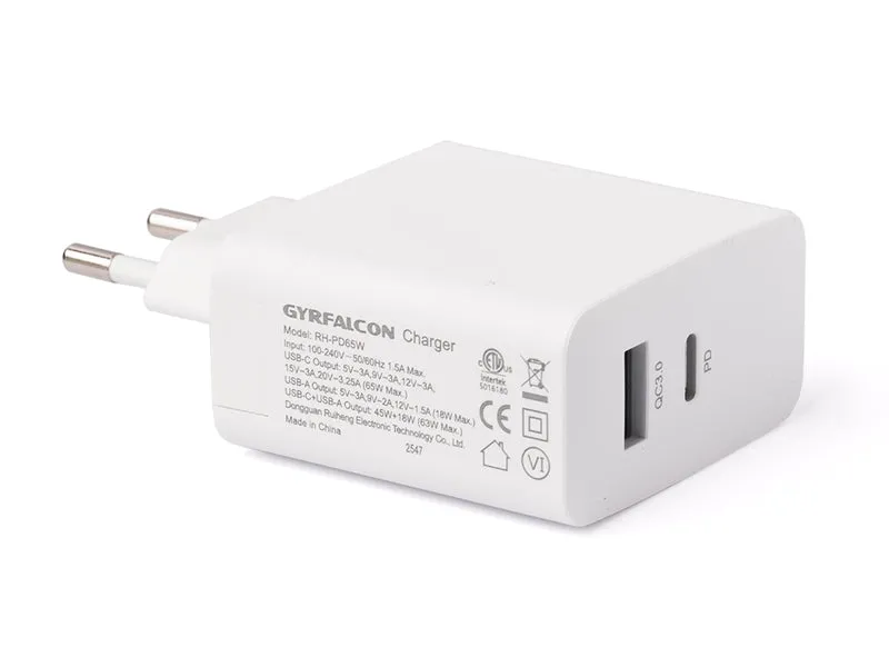 Enova USB-PD Netzteil 65W mit USB-C (65W) und USB-A (18W) Ausgang