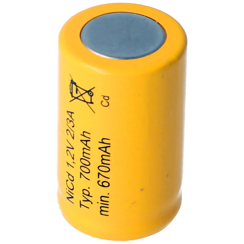 1 Stück 700mAh KR-600AE 1,2V, NiCd Akku 2 / 3A 28x17mm