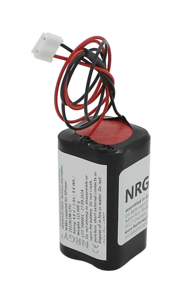 AccuCell Notleuchtenakku NiMH 4,8V 2000mAh F2x2 Mignon AA mit 300mm Kabel und Stecker passend für RPower 20128LEM/LPU