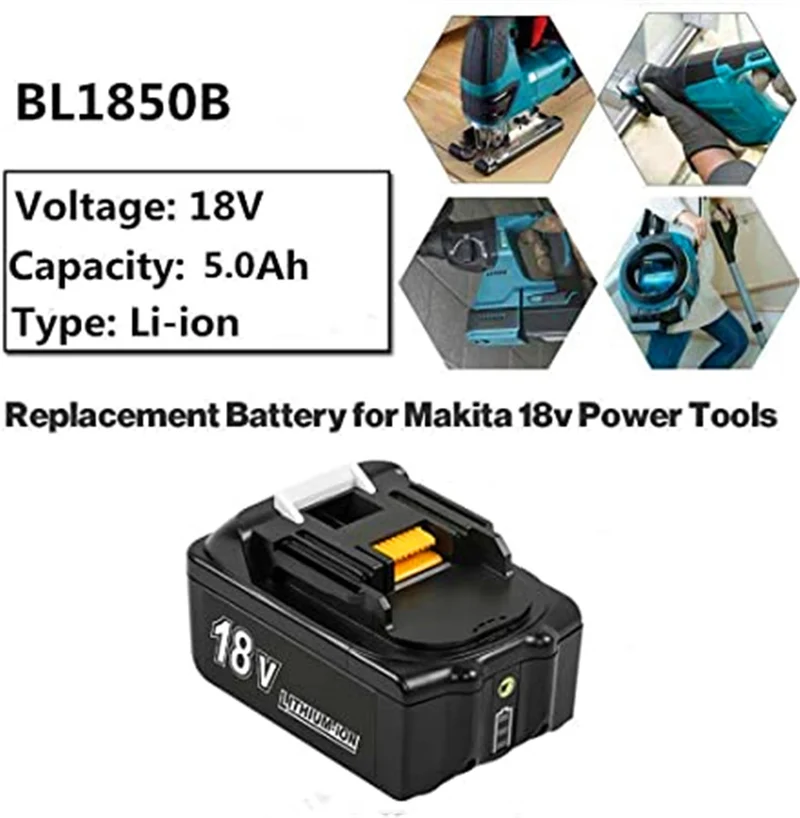 4 Stück BL1850B Ersatzakku18V 5,0Ah Li-Ion Akku BL1850B BL1850 BL1860B BL1860 mit LED Indikator