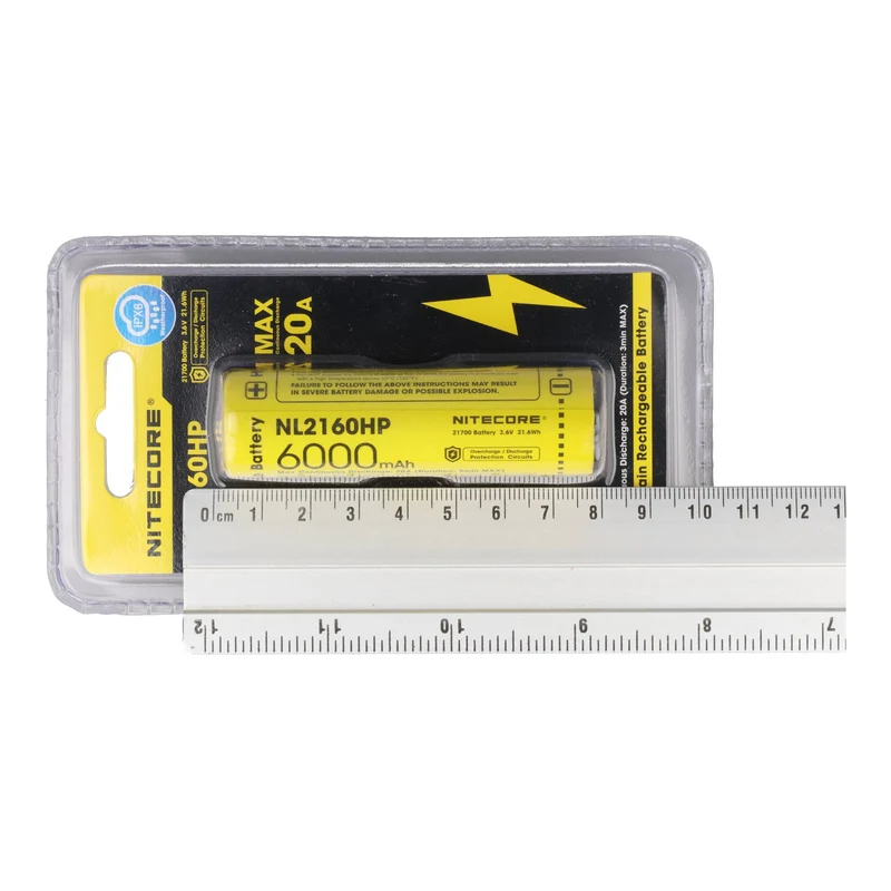 Nitecore 6000mAh Li-Ion Akku Typ 21700, 75,4x22mm mit Schutzschaltung, max. 20A Entladestrom
