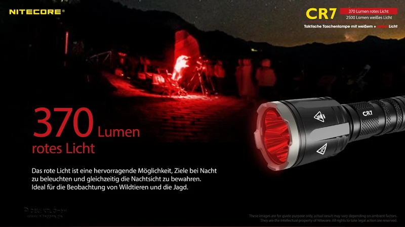 Nitecore Taschenlampe Chameleon CR7 - 2500 Lumen Weißlicht, 370 Lumen rotes Licht