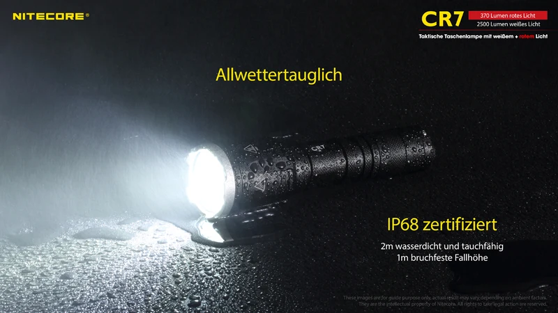 Nitecore Taschenlampe Chameleon CR7 - 2500 Lumen Weißlicht, 370 Lumen rotes Licht