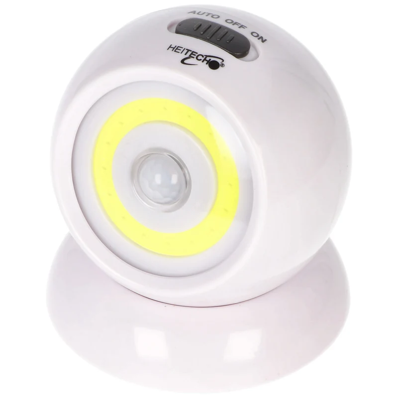 Heitech Universal LED Wand- und Spotleuchte mit Bewegungsmelder und Lichtsensor, 140 Lumen, ideal für Durchgang, Flur, Treppen, inklusive Batterien
