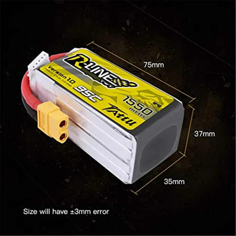 Akku Pack 1550mAh 14.8V 95C 4S for FPV Racing Quadcopters Helikopter Flugzeuge und Modellboote