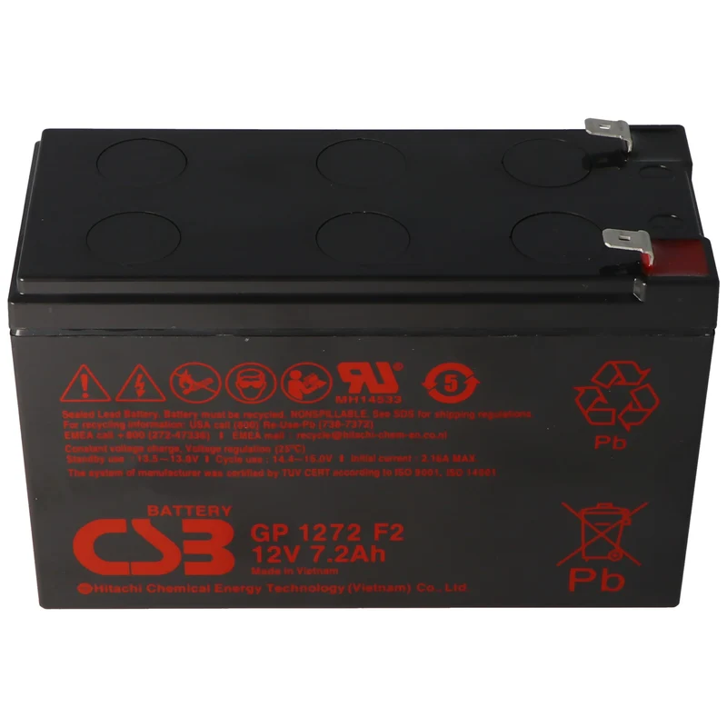 CSB Ersatz-Akku passend für den APC-RBC2 Akku 12 Volt AGM Bleiakku 7,2Ah, 151x65x100mm 6,3mm