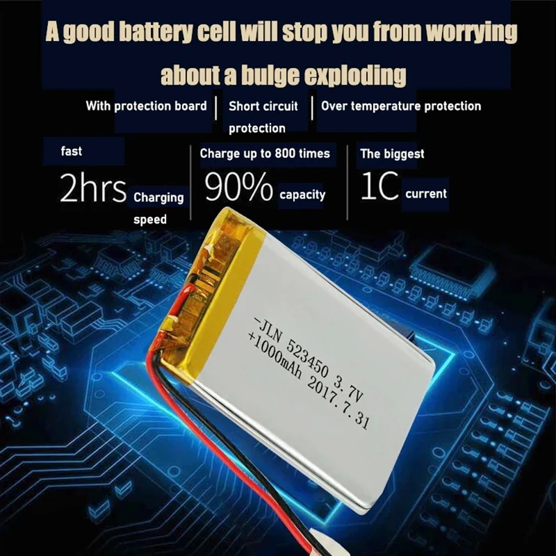 2Stück 1000mAh 3,7 V 523450 Polymer Lithium-Akku Li-Ion Batterie Für GPS Smart Phone DVD MP3 MP4 MP5 Led lampe Lipo zelle