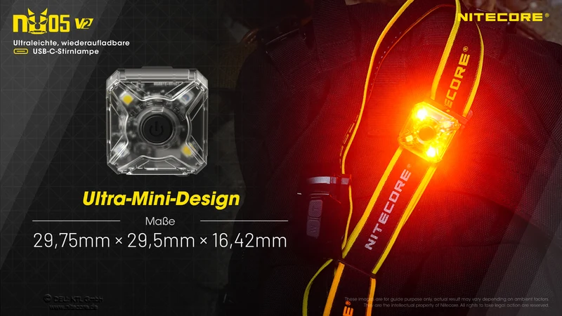 Nitecore Stirnlampe NU05 V2 KIT - USB-C, 40 Lumen