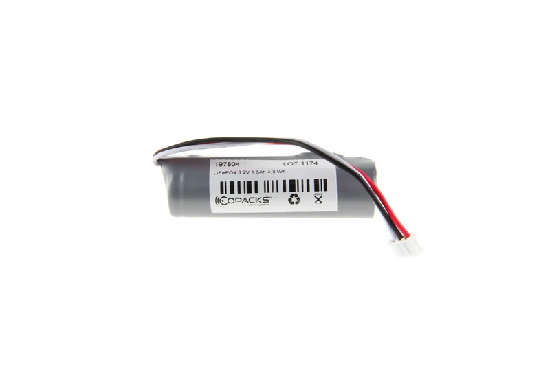 AccuCell 3,2 Volt 1500mAh LiFePO4 Akku für Not- und Sicherheitsbeleuchtung, passend für NLK4U403SC, NLK5U403 , NLK5U413SC, NLK6U423SC, Abmessungen 18x65mm, mit Stecker