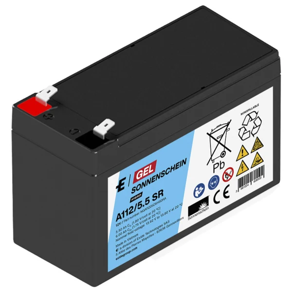 Sonnenschein Blei-Akku A112/5,5 SR Gel – 12 V / 5,5 Ah Longlife VRLA Akku mit Faston 6,3 mm