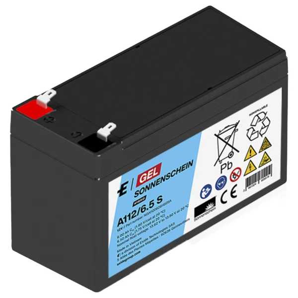 Sonnenschein Blei-Akku A112/6,5 S Gel – 12 V / 6,5 Ah Longlife VRLA Akku mit Faston 4,8 mm
