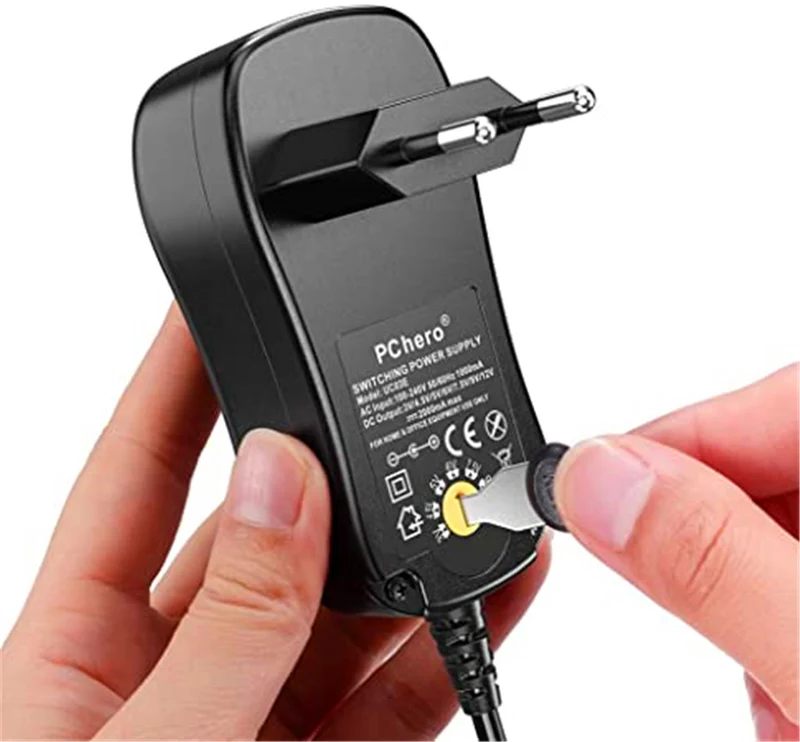 PChero 24W Universal Steckernetzteil mit 8 Abnehmbar DC Stecker für 3V-12V Haus Elektronik und USB-Geräte - 2000mA Max